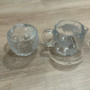 Vintage Nestle glass globe world cream & sugar